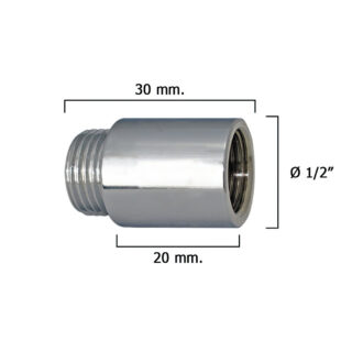 Alargadera Redonda Cromo  1/2″ x 20